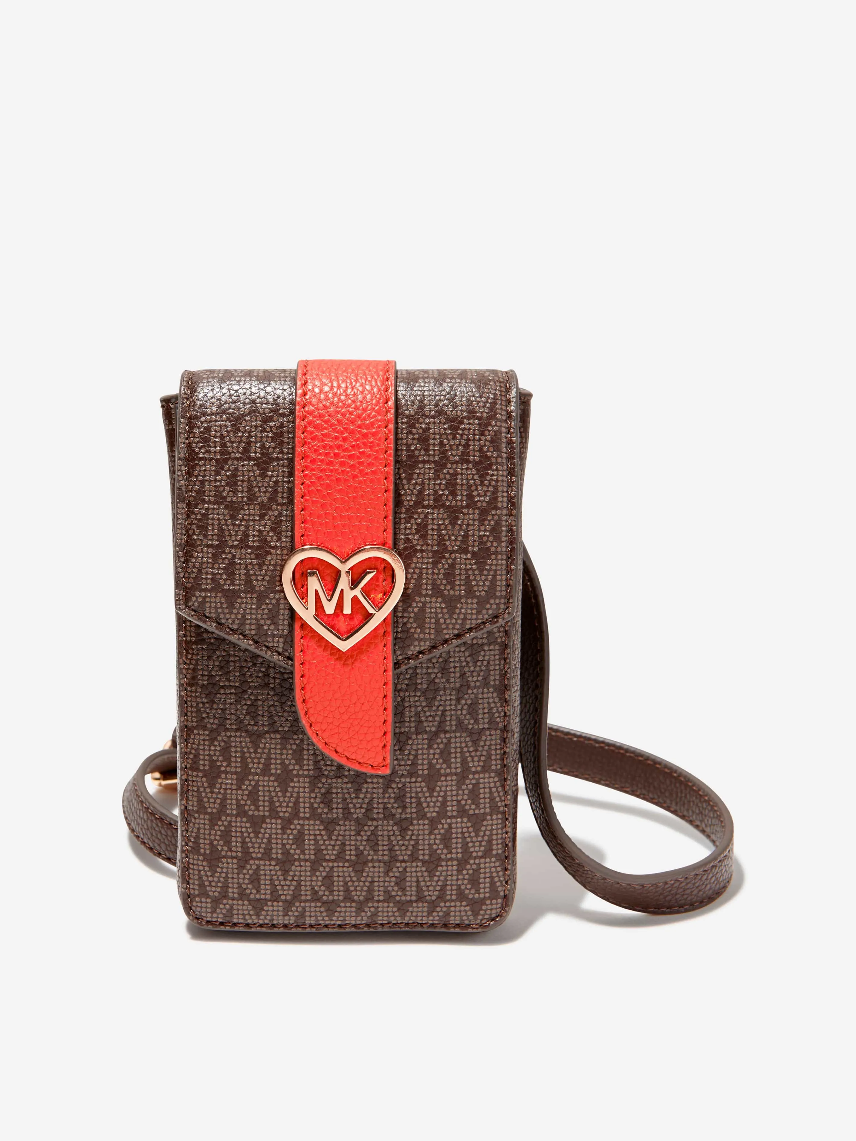 Michael Kors Girls Logo Phone Bag in Brown