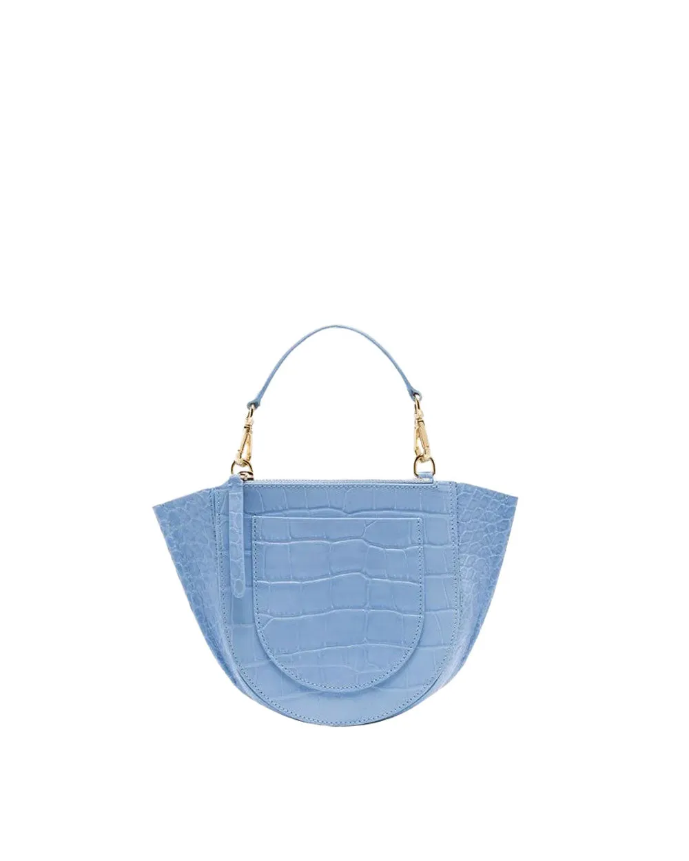 Mini Hortensia Crocodile Trapeze Bag in Sky Crocodile