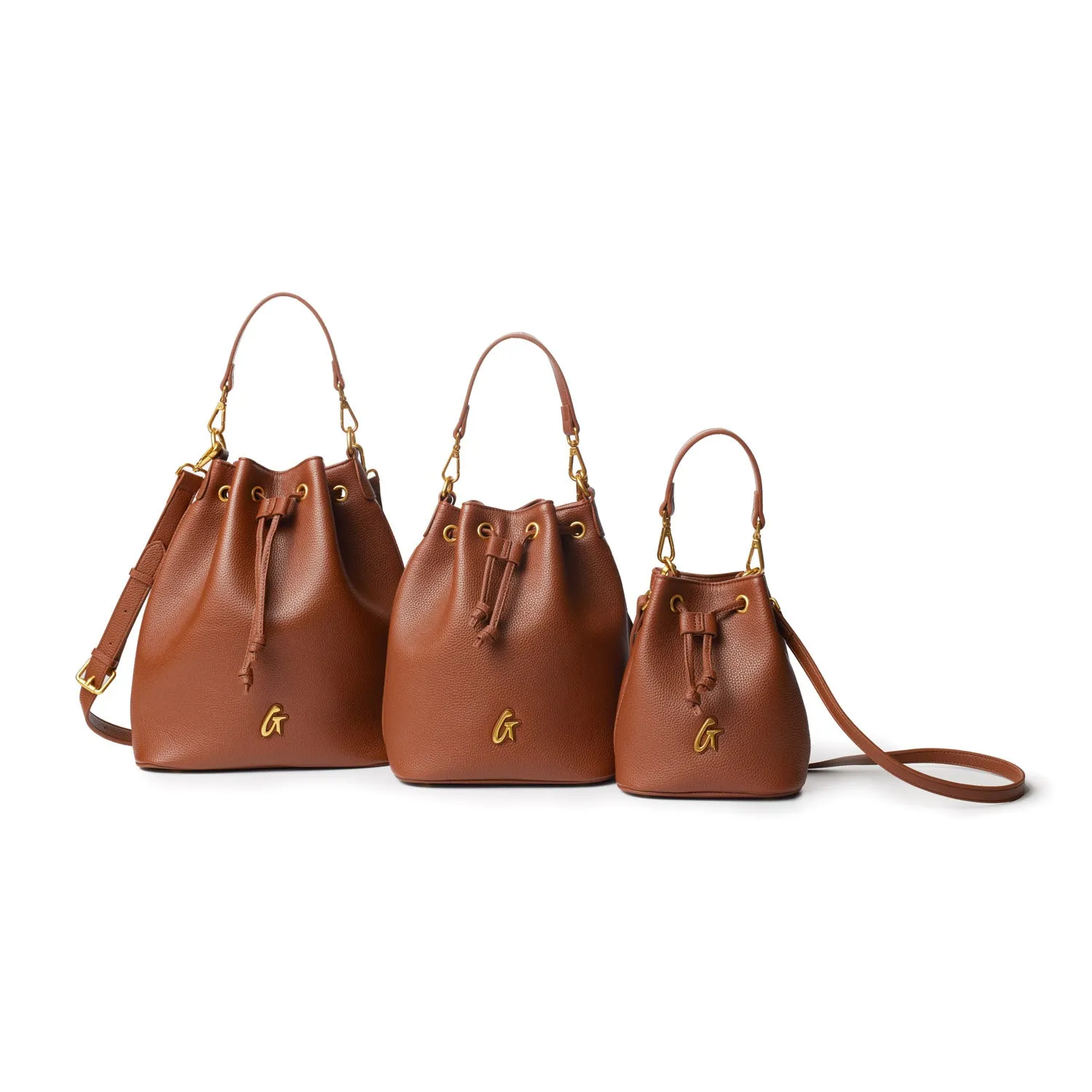 MINI PEBBLE BUCKET BAG - BROWN