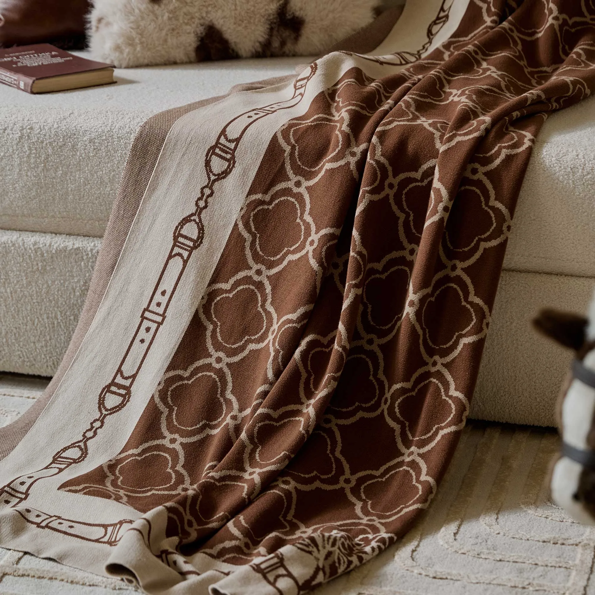 Misty Luxurious Brown Knit Cotton Blanket