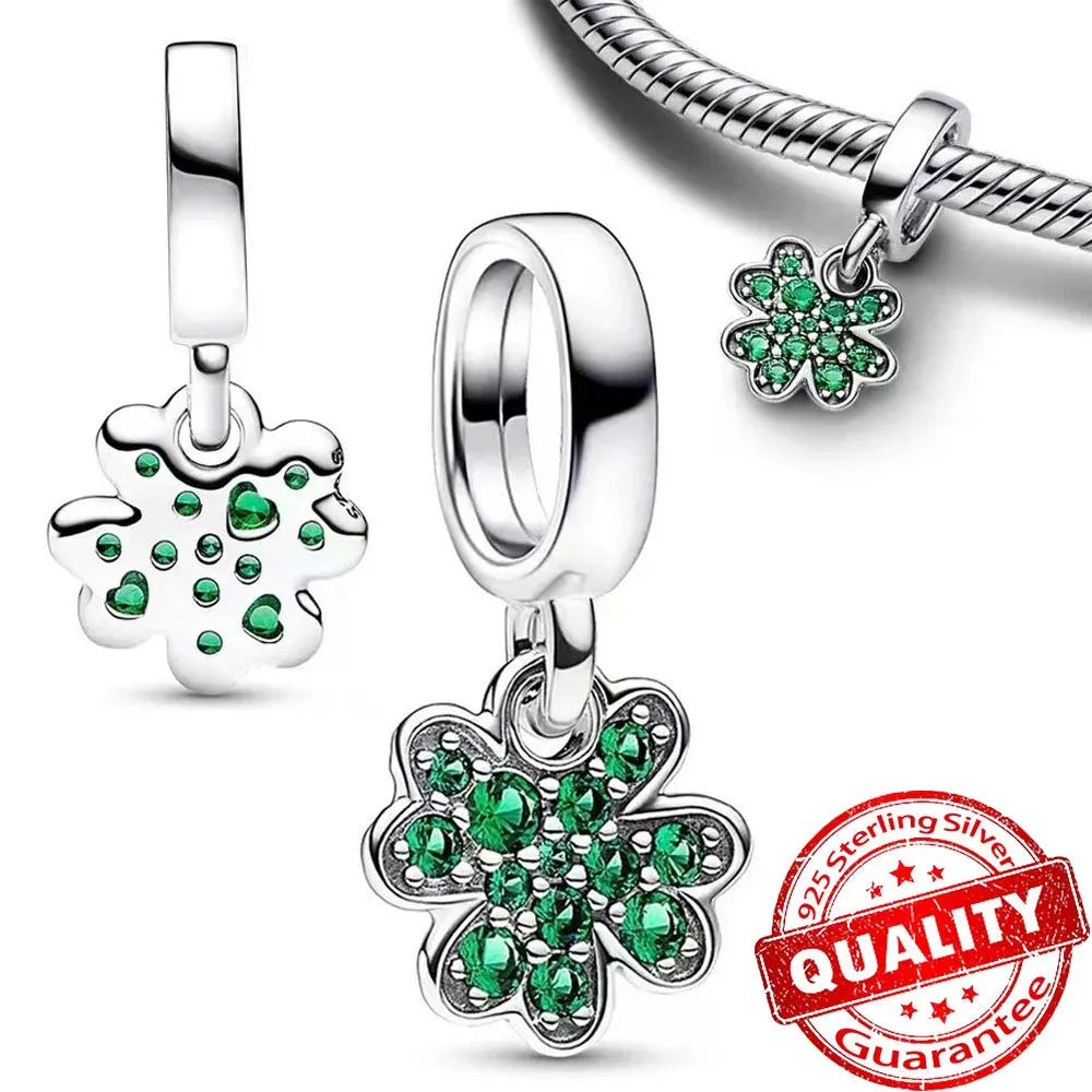 New Arrivals 925 Sterling Silver Green Monstera Leaves Climbing Frog Dangle Charm Fit Necklace Exquisite Gifts Original Bracelet