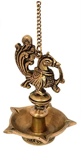 Nexplora Industries Glossy Black Antique Finished Wall Hanging Brass Diya/Deepak, 12 cm Height