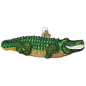 Old World Christmas 12126  Glass Blown Alligator Hanging Ornament 5 Inches