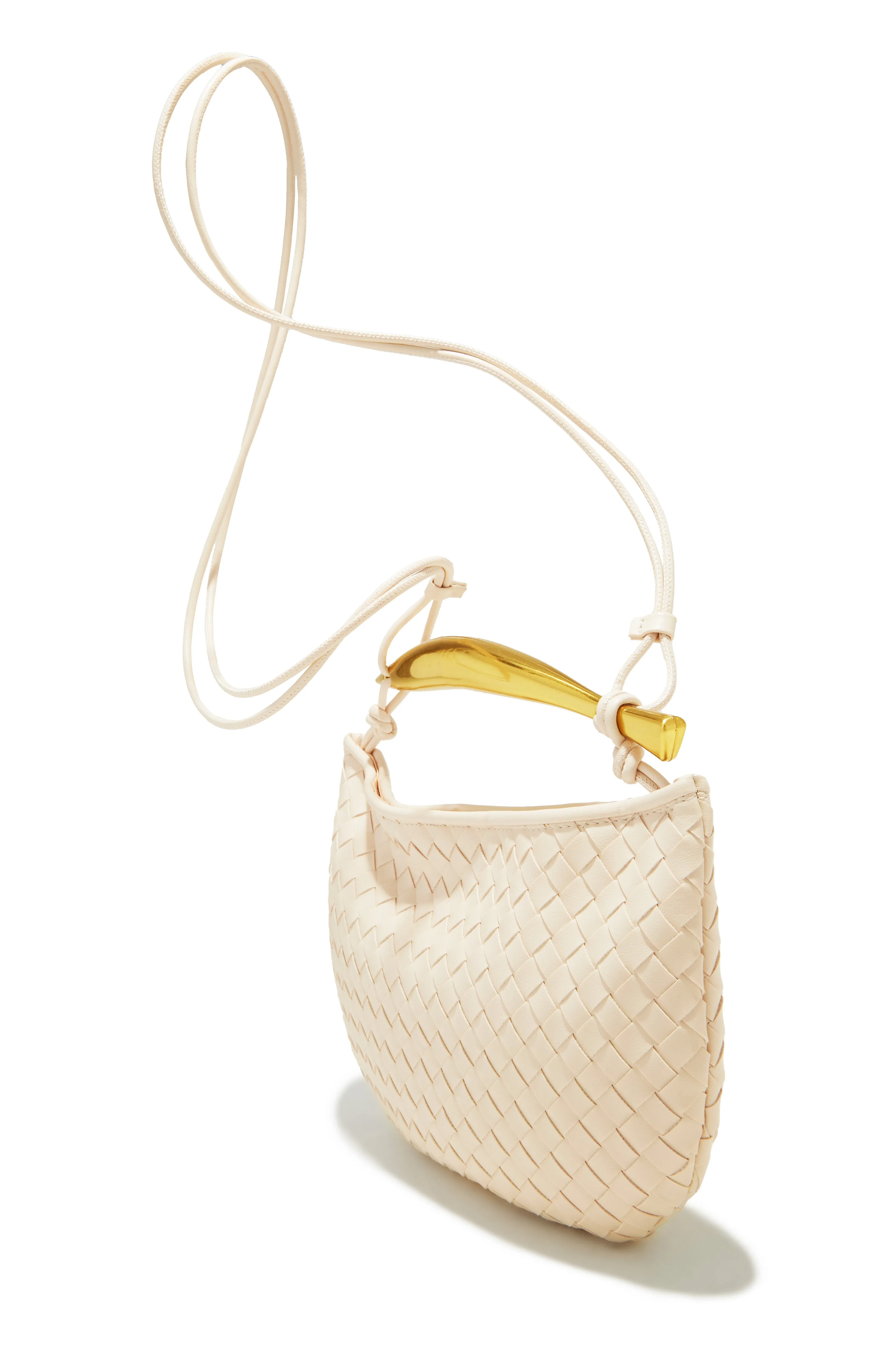 Olivia Hardware Handle Woven Bag - Bone