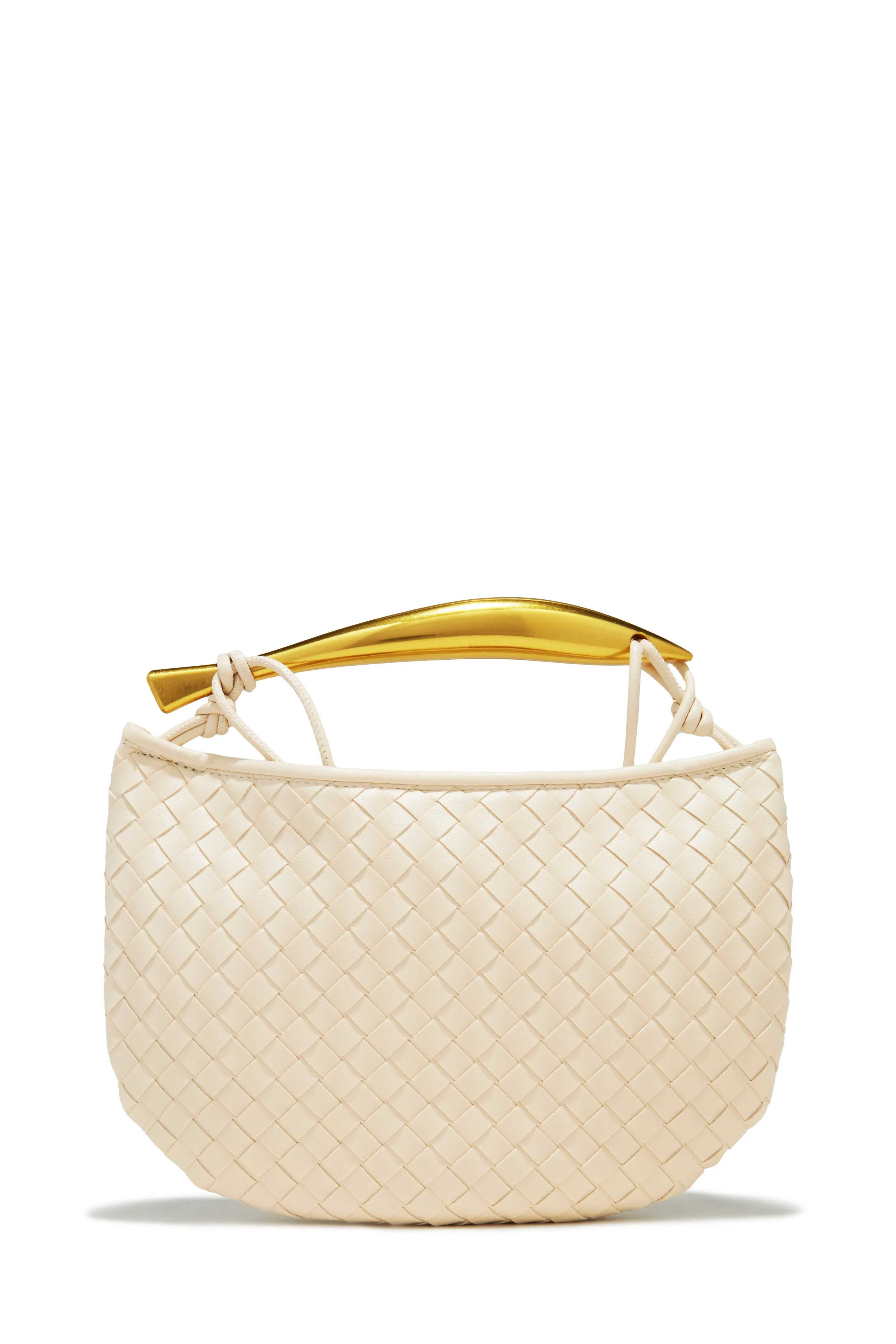 Olivia Hardware Handle Woven Bag - Bone