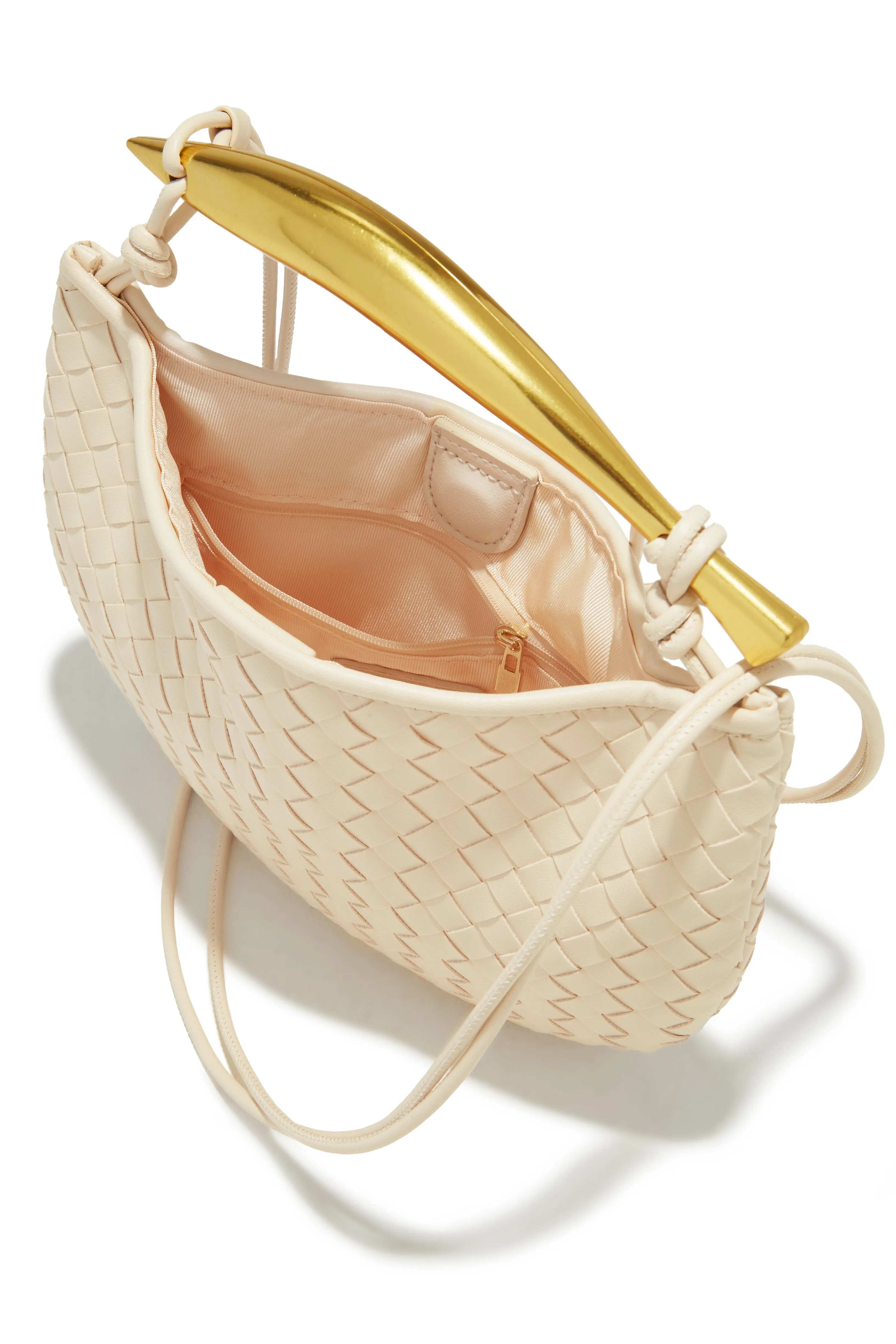 Olivia Hardware Handle Woven Bag - Bone