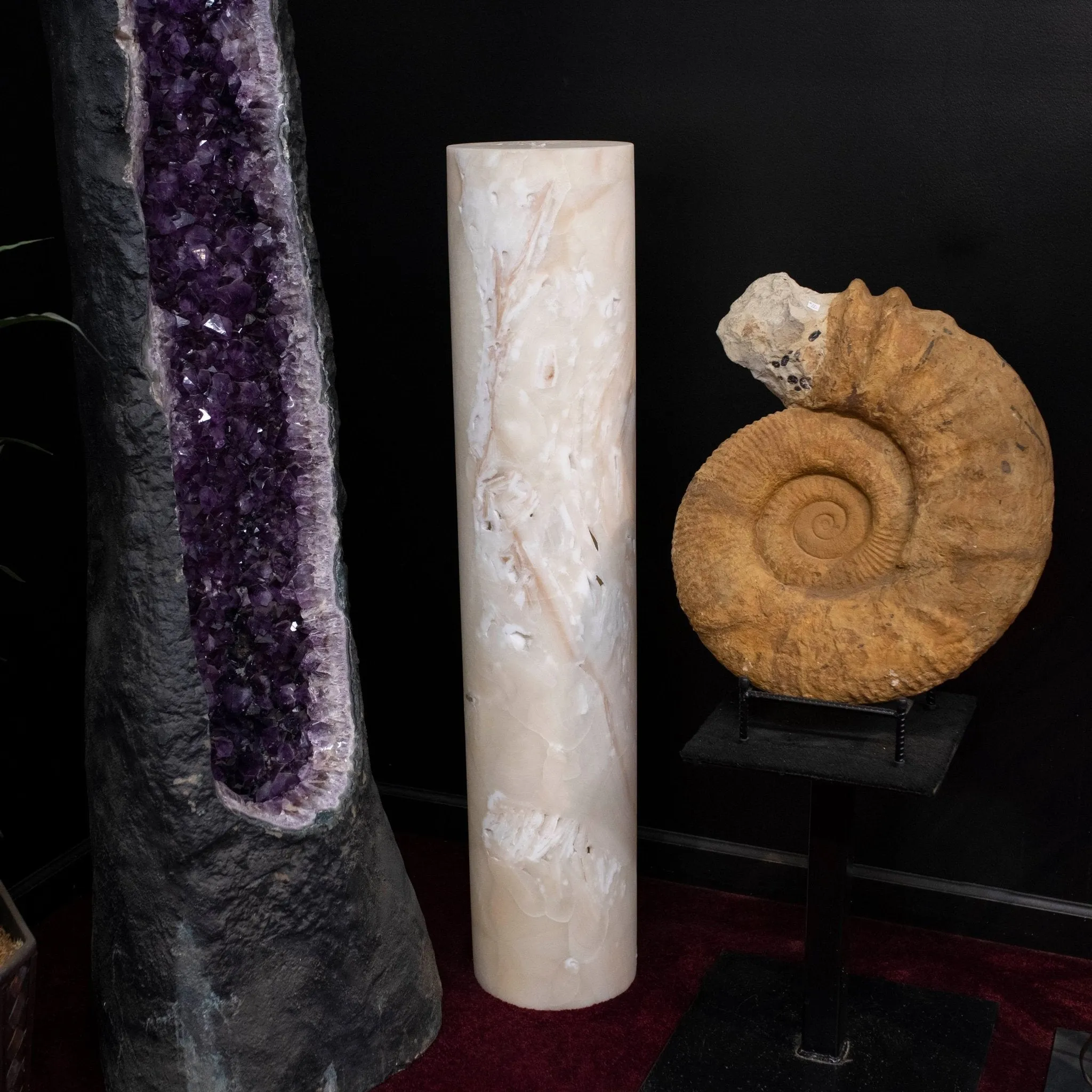 Onyx Floor Lamp Natural Carved Stone Cylinder Lamp