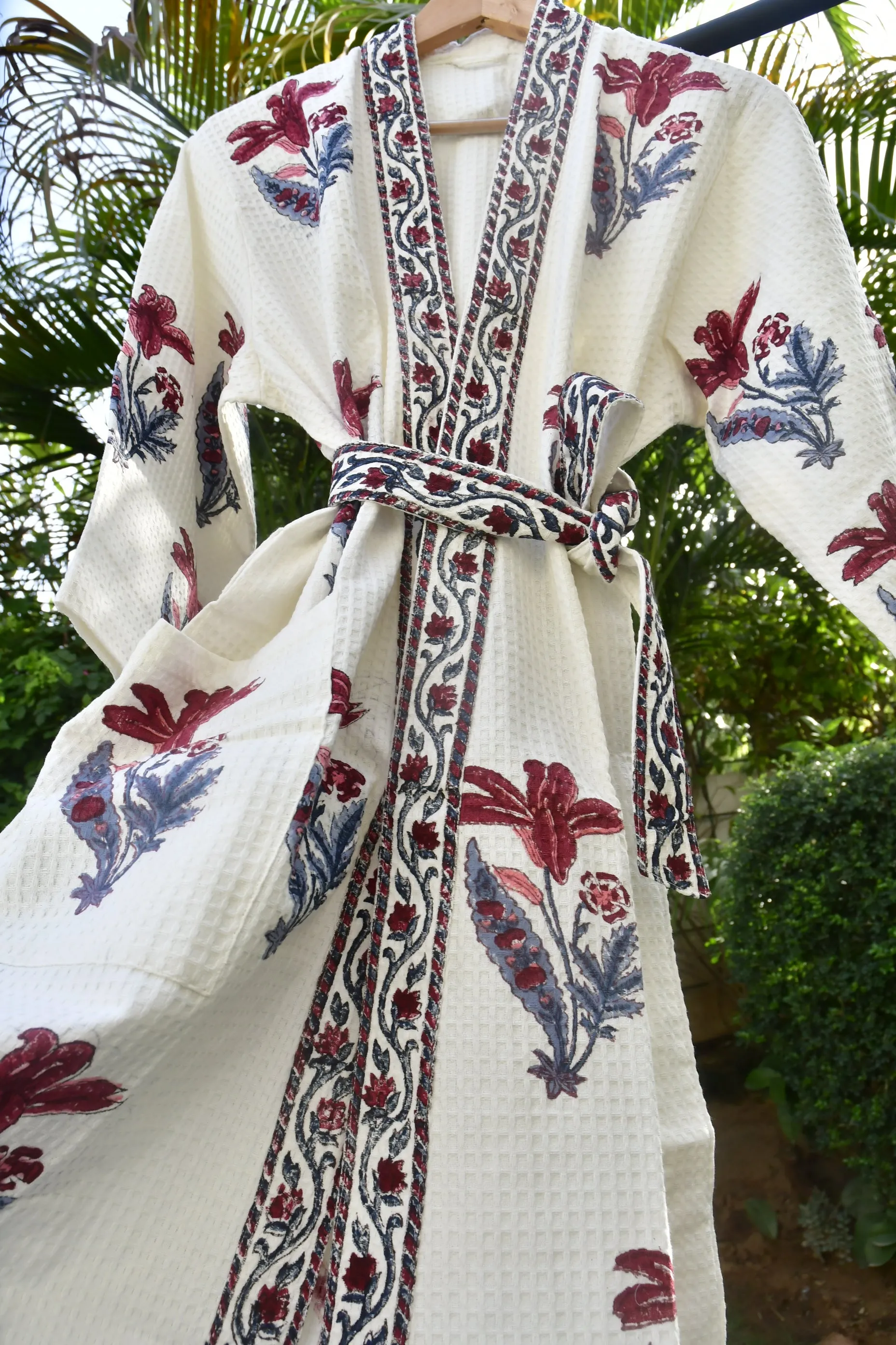 Peace Lily Waffle Bathrobe: Luxurious Spa Comfort