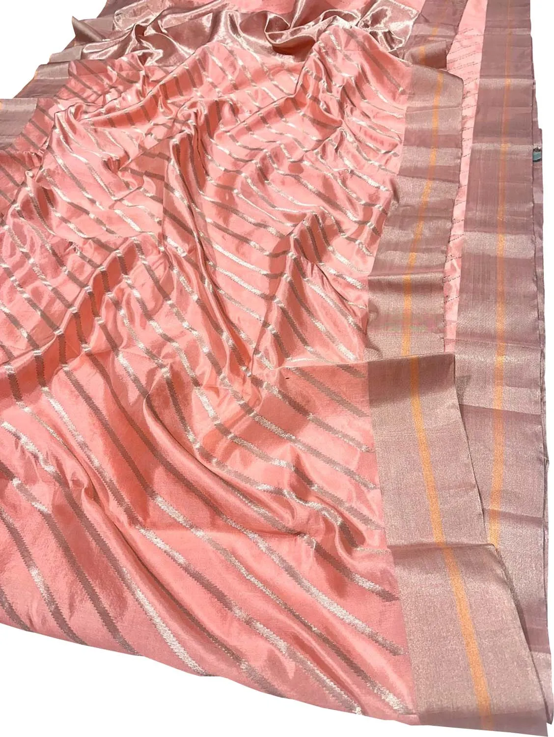 Peach Chanderi Handloom Silk Saree - Elegant and Luxurious