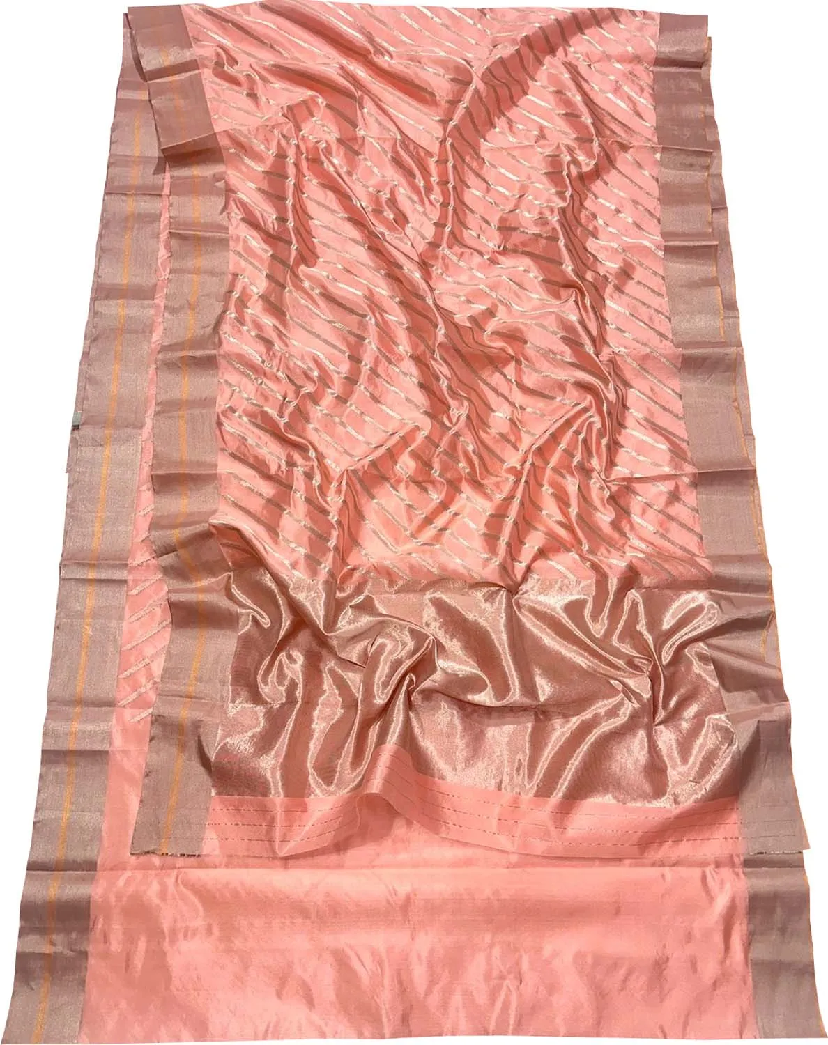 Peach Chanderi Handloom Silk Saree - Elegant and Luxurious