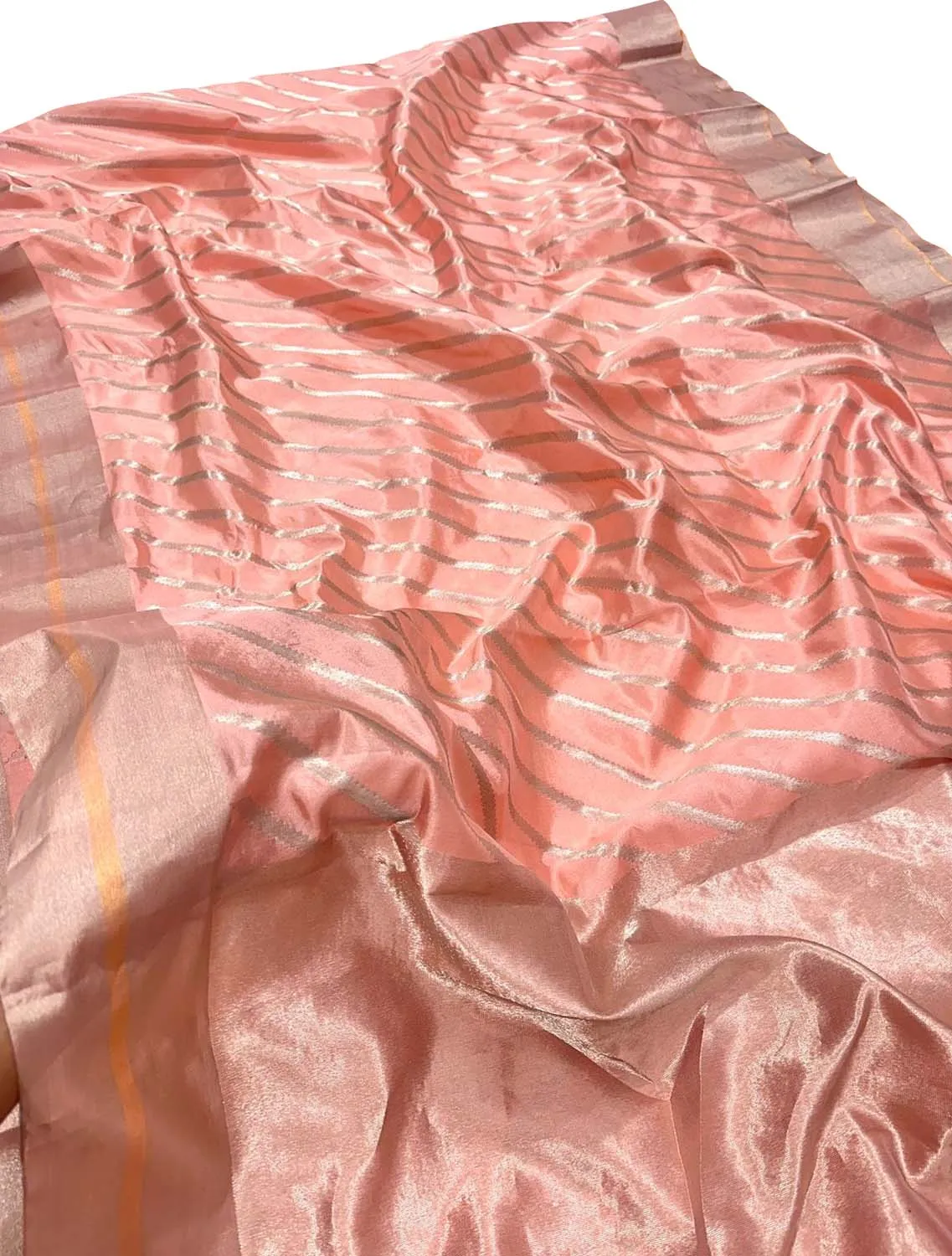 Peach Chanderi Handloom Silk Saree - Elegant and Luxurious