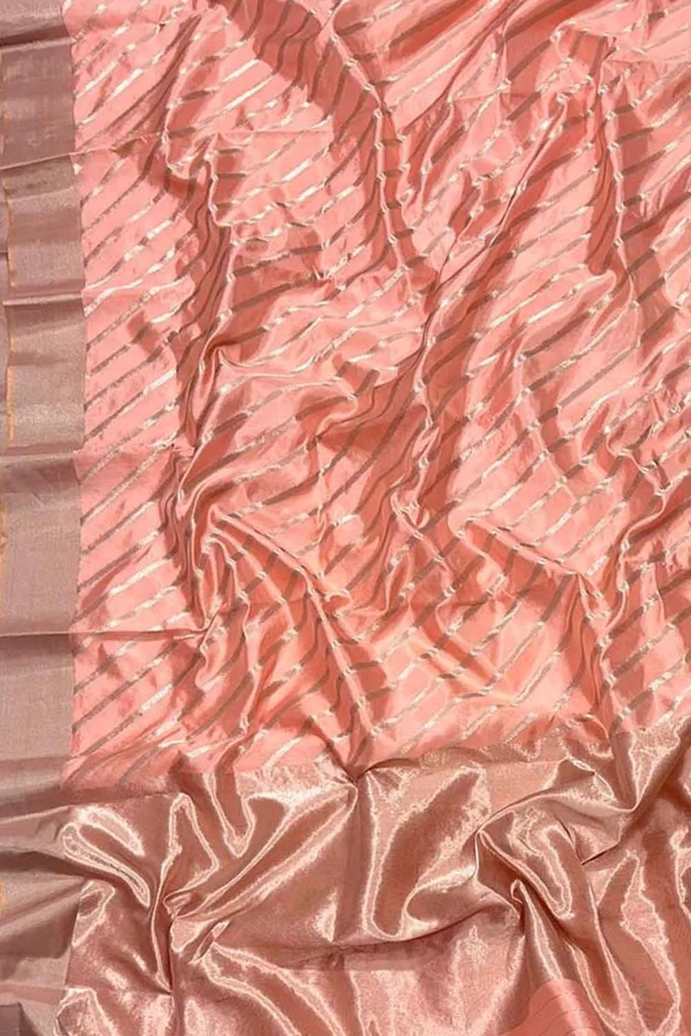 Peach Chanderi Handloom Silk Saree - Elegant and Luxurious