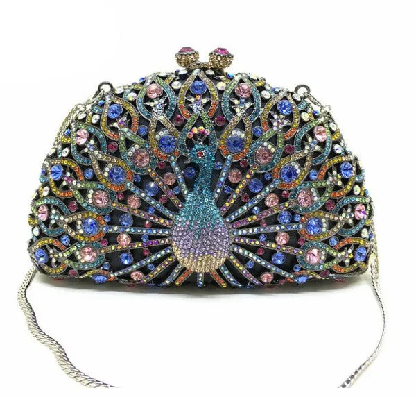 Peacock Rhinestone Evening Bag