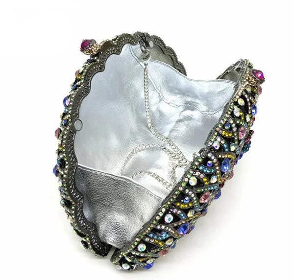 Peacock Rhinestone Evening Bag