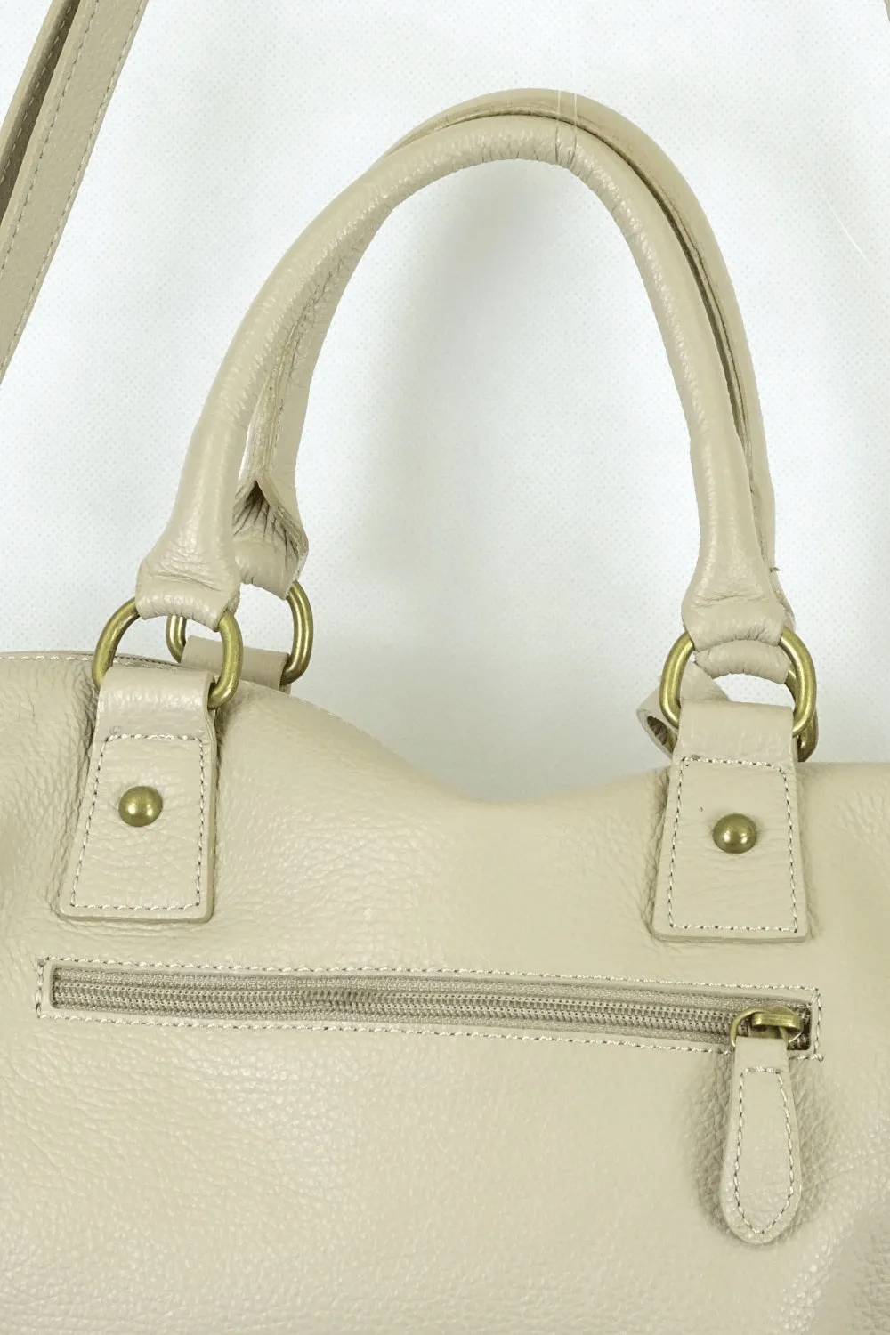 Pelletteria Veneta Beige Leather Bowler Bag