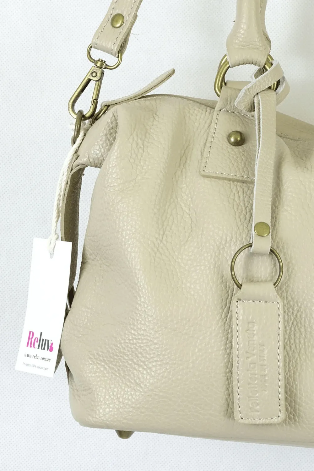 Pelletteria Veneta Beige Leather Bowler Bag