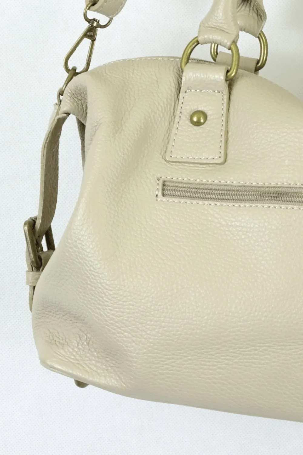 Pelletteria Veneta Beige Leather Bowler Bag