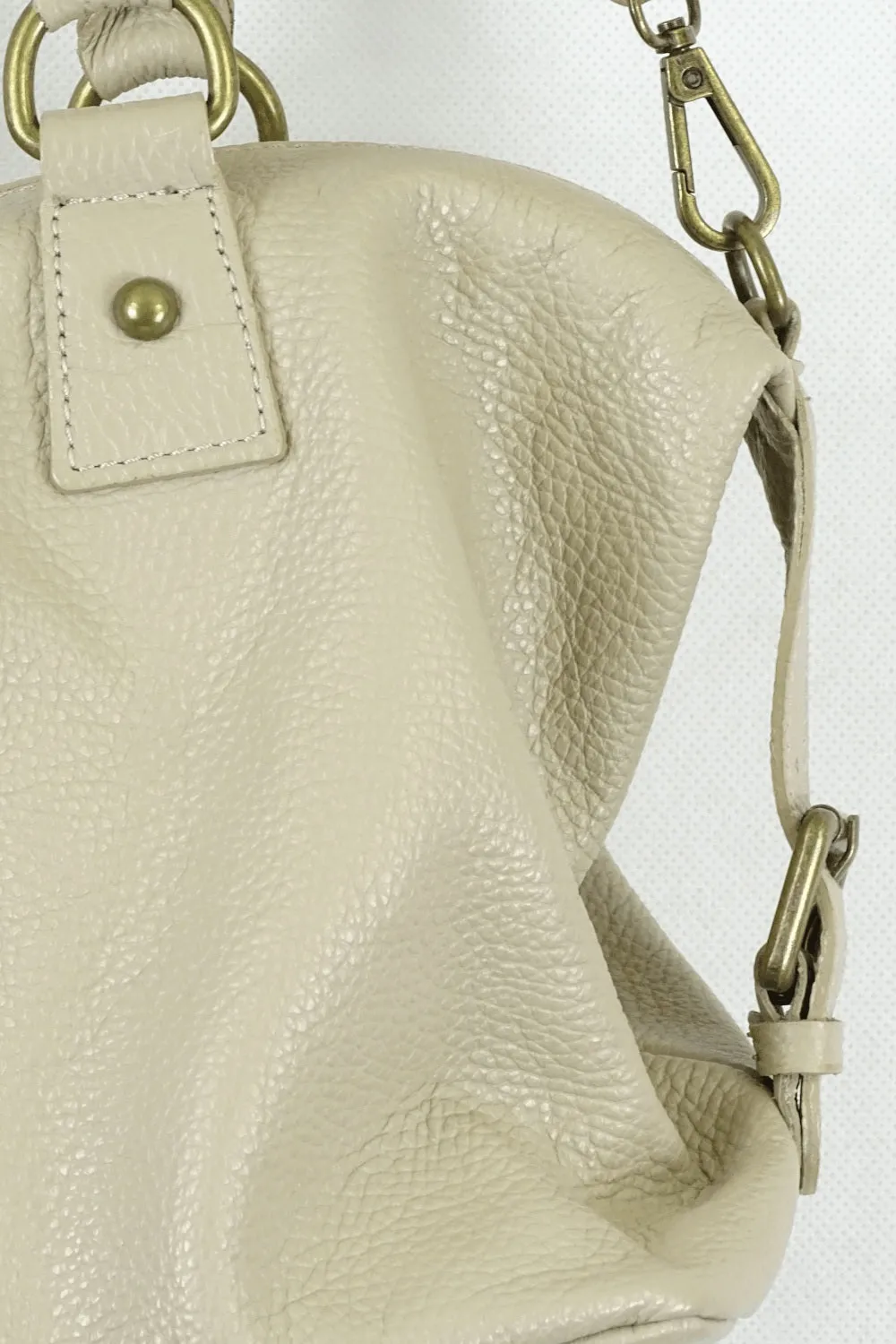 Pelletteria Veneta Beige Leather Bowler Bag