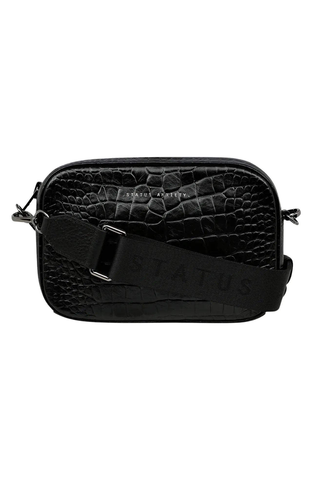 Plunder With Webbed Strap Black Croc Emboss