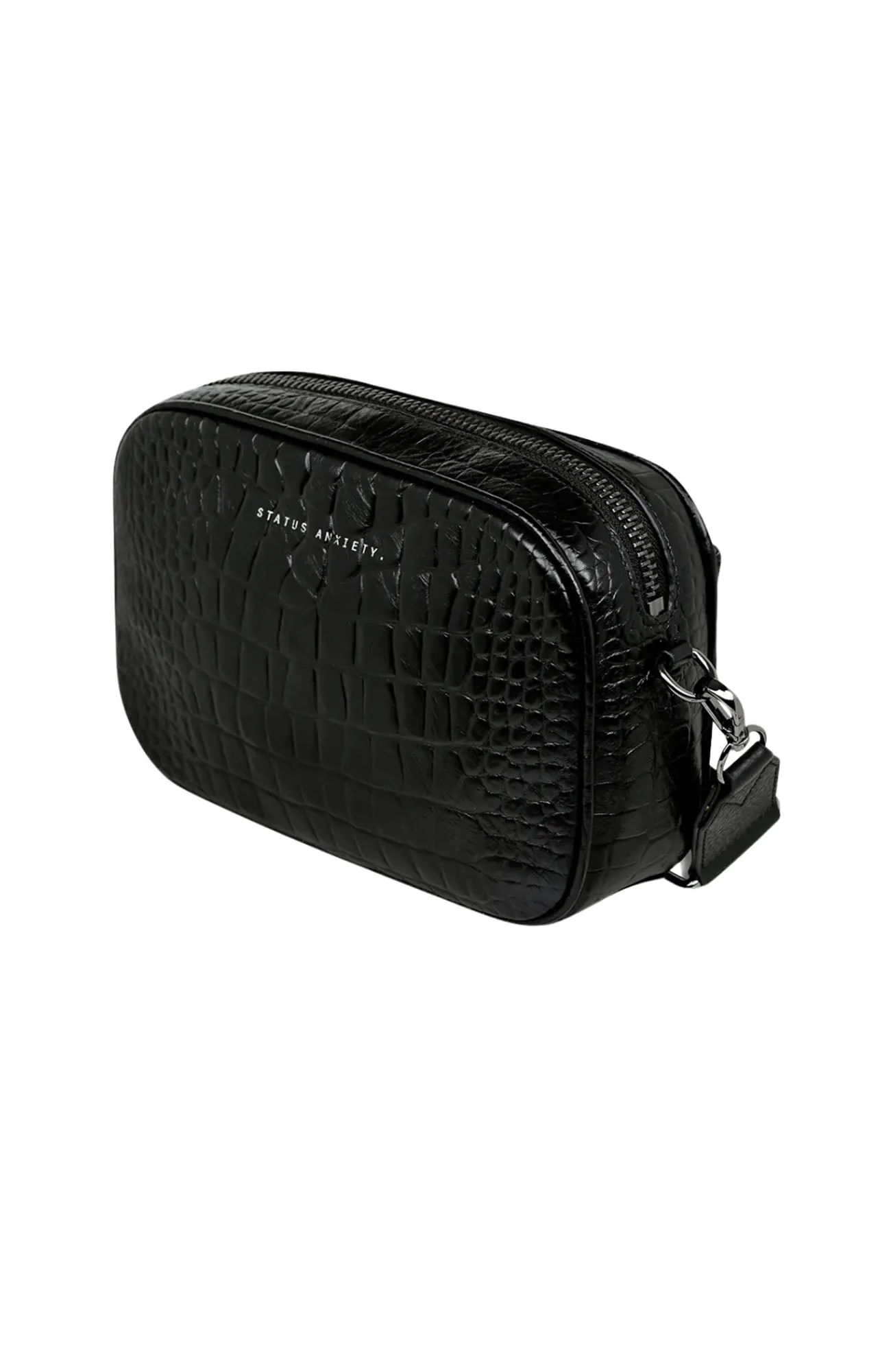 Plunder With Webbed Strap Black Croc Emboss