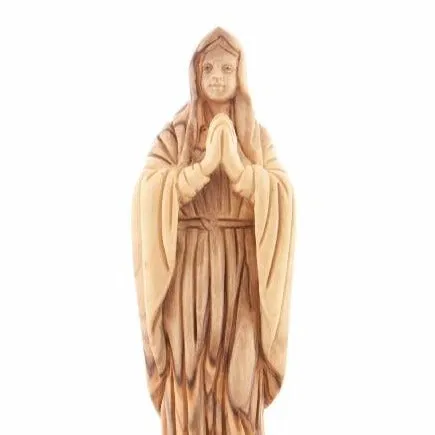 Praying Virgin Mary Carving, 9.1" Olive Wood Carving Statue from Bethlehem