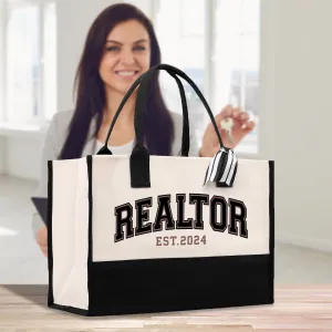 Realtor EST 2024 Cotton Canvas Tote Bag Real Estate Agent Gift Bulk Realtor Swag Bag