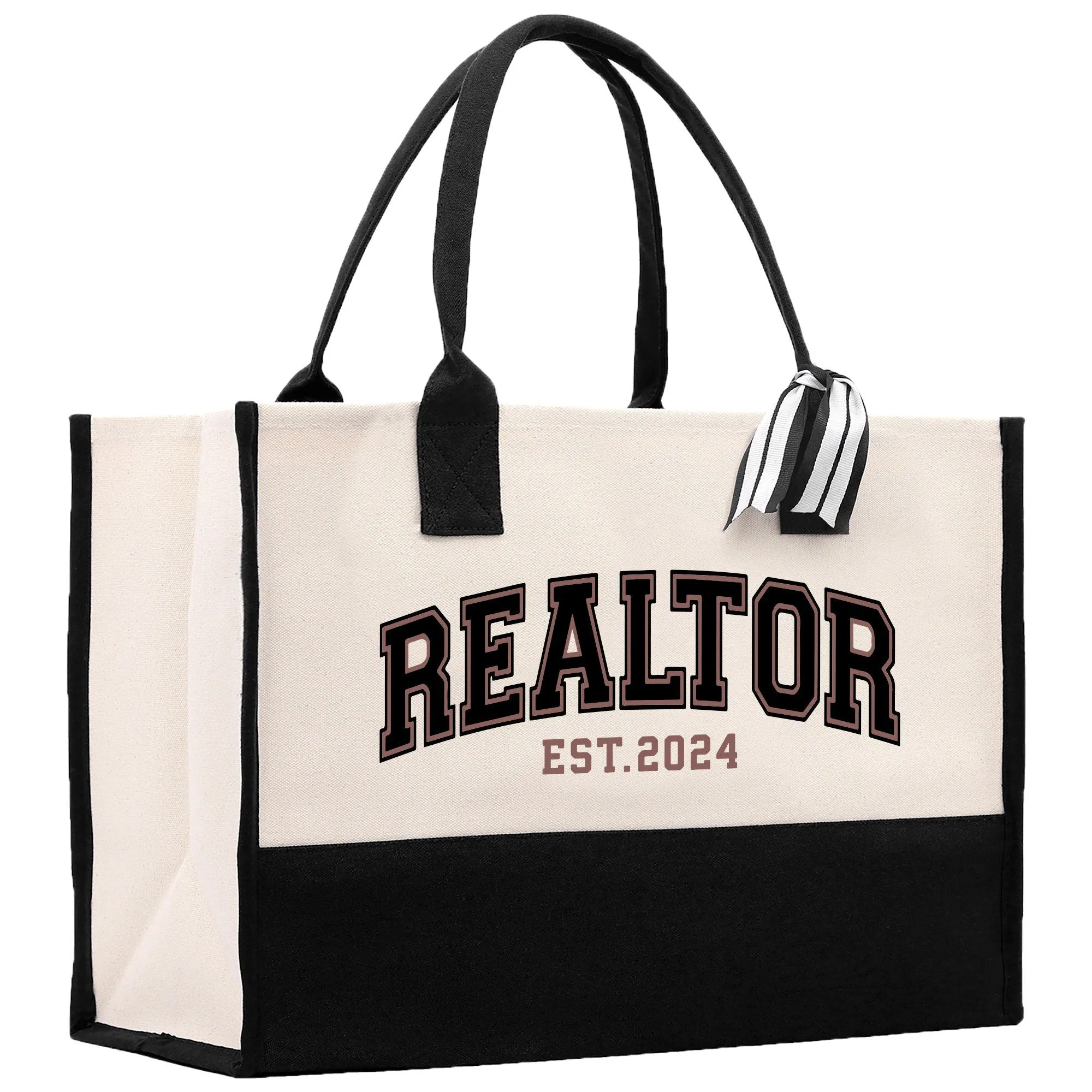 Realtor EST 2024 Cotton Canvas Tote Bag Real Estate Agent Gift Bulk Realtor Swag Bag