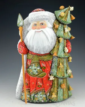 Red and Green Floral Santa and Christmas Tree