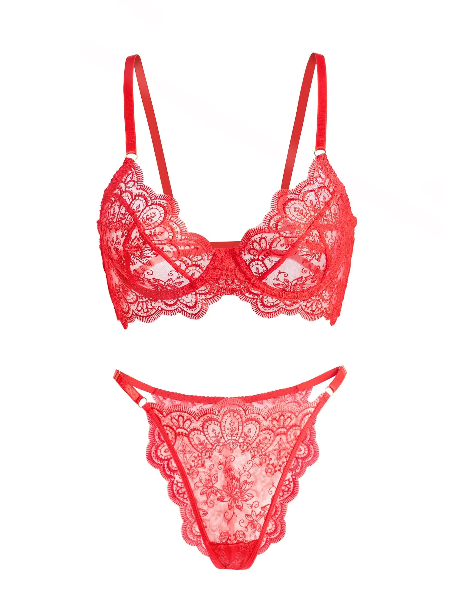 Red Exquisite Lace Lingerie Set