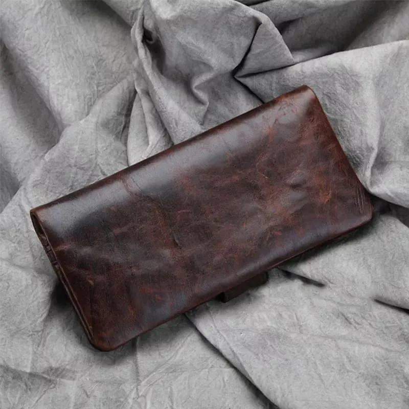 Retro Full Grain Leather Long Purse/Wallet