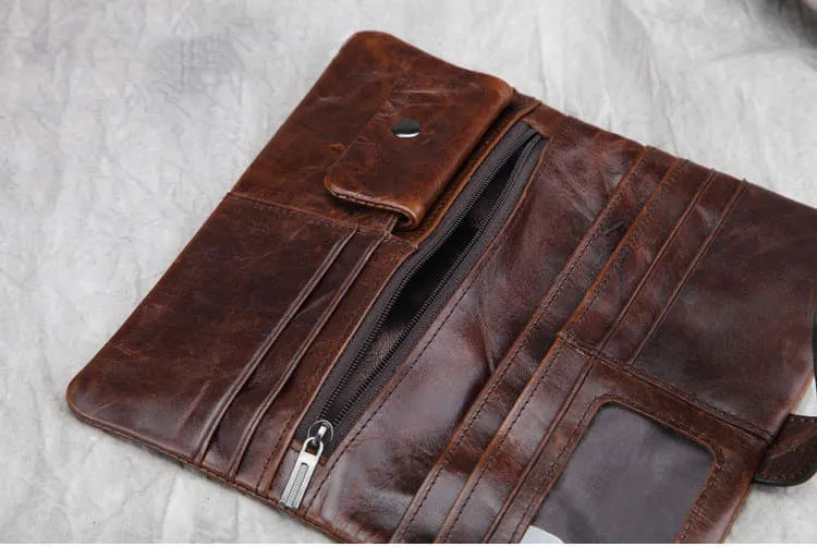 Retro Full Grain Leather Long Purse/Wallet