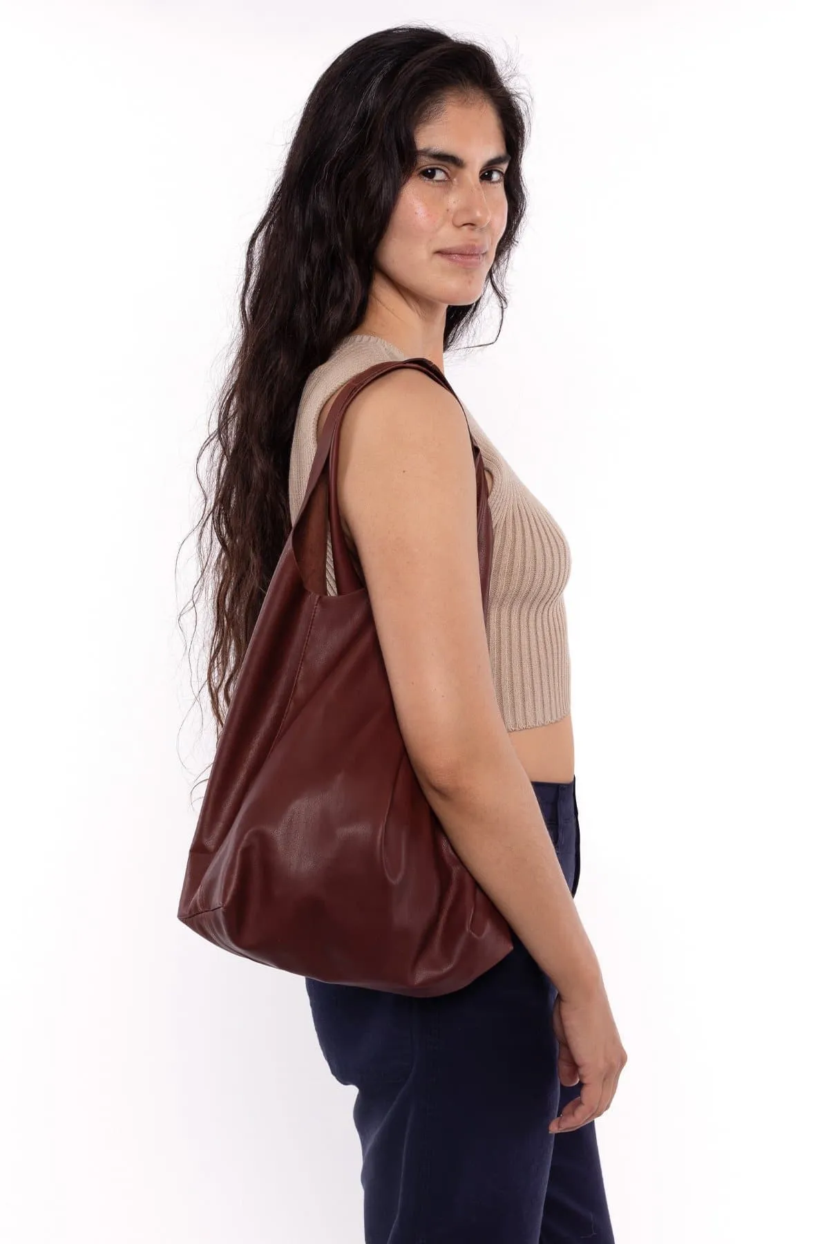 RLH3406 - Monochromatic Leather Shopping Bag