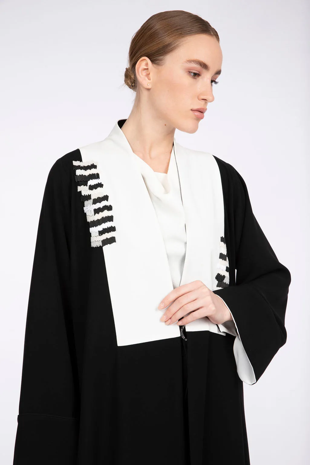 RMD2303 Luxurious Off-White Pearls Embellishment Abaya