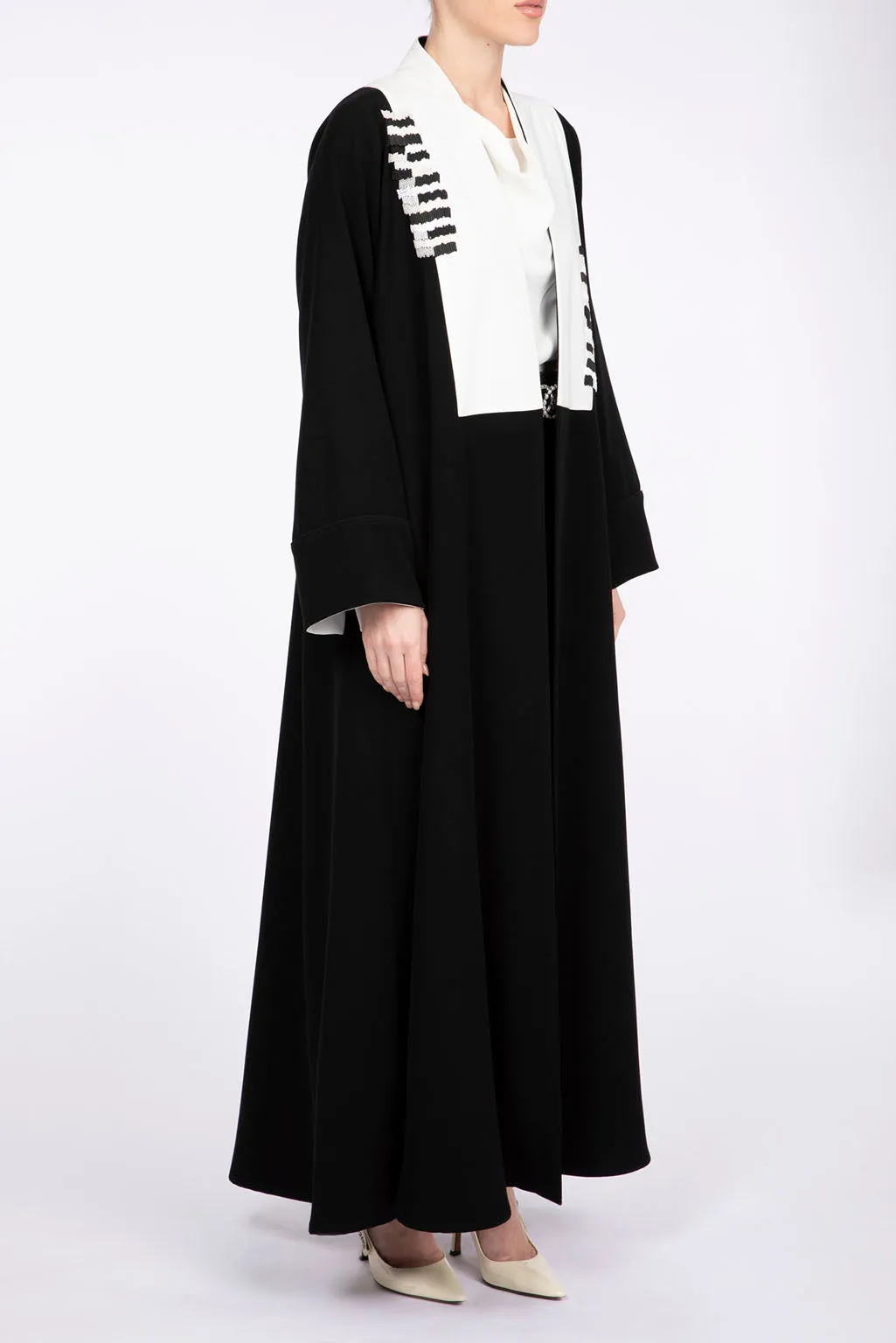 RMD2303 Luxurious Off-White Pearls Embellishment Abaya