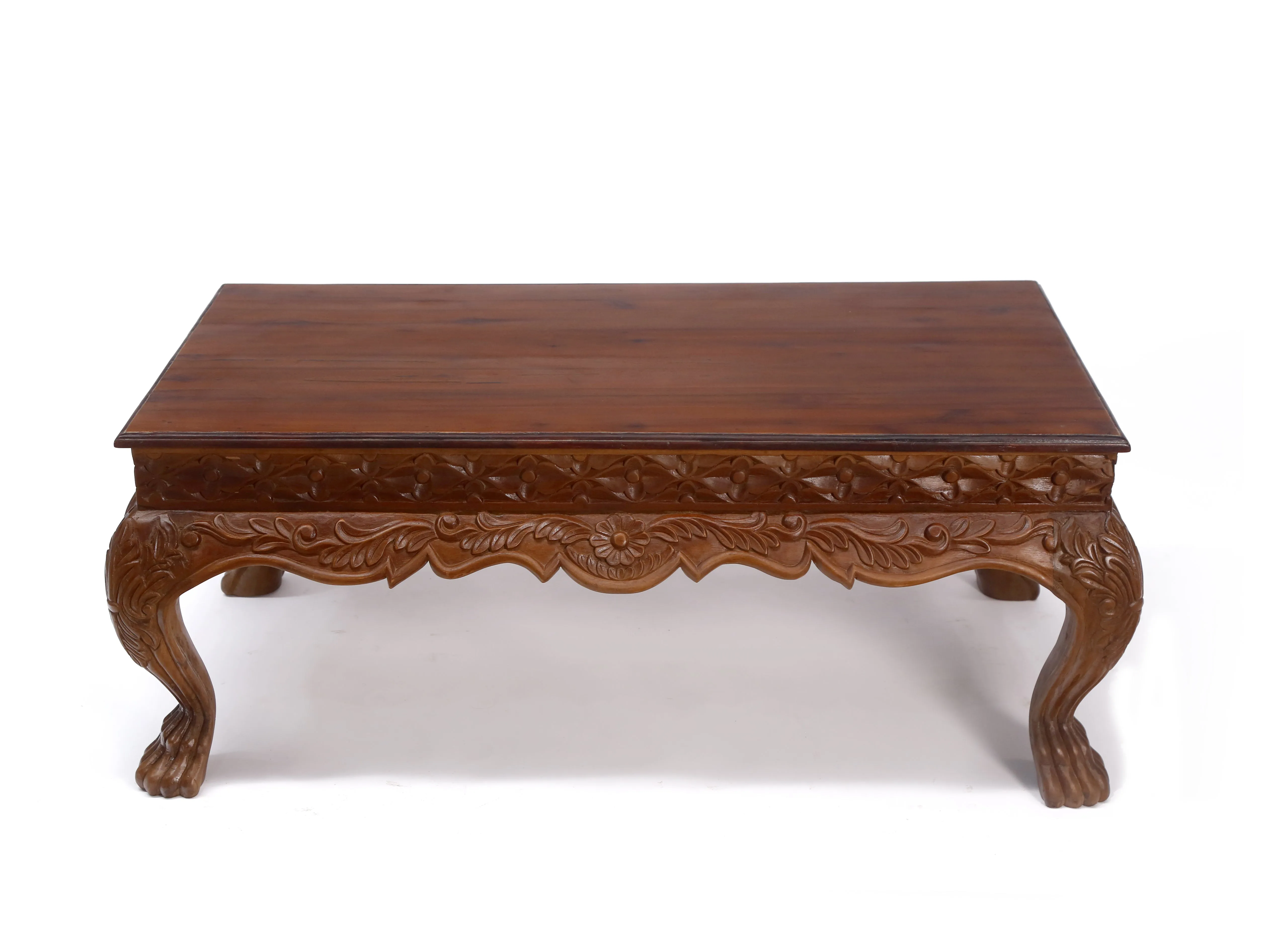 Royal Lion Leg carved Flower Pattern Coffee Table