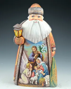 Russian Santa Carving with Holy family and Angel