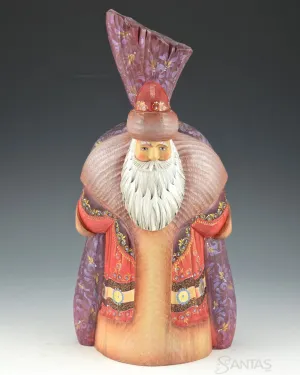 Russian Santa with Extra Large Lavender Toy Bag