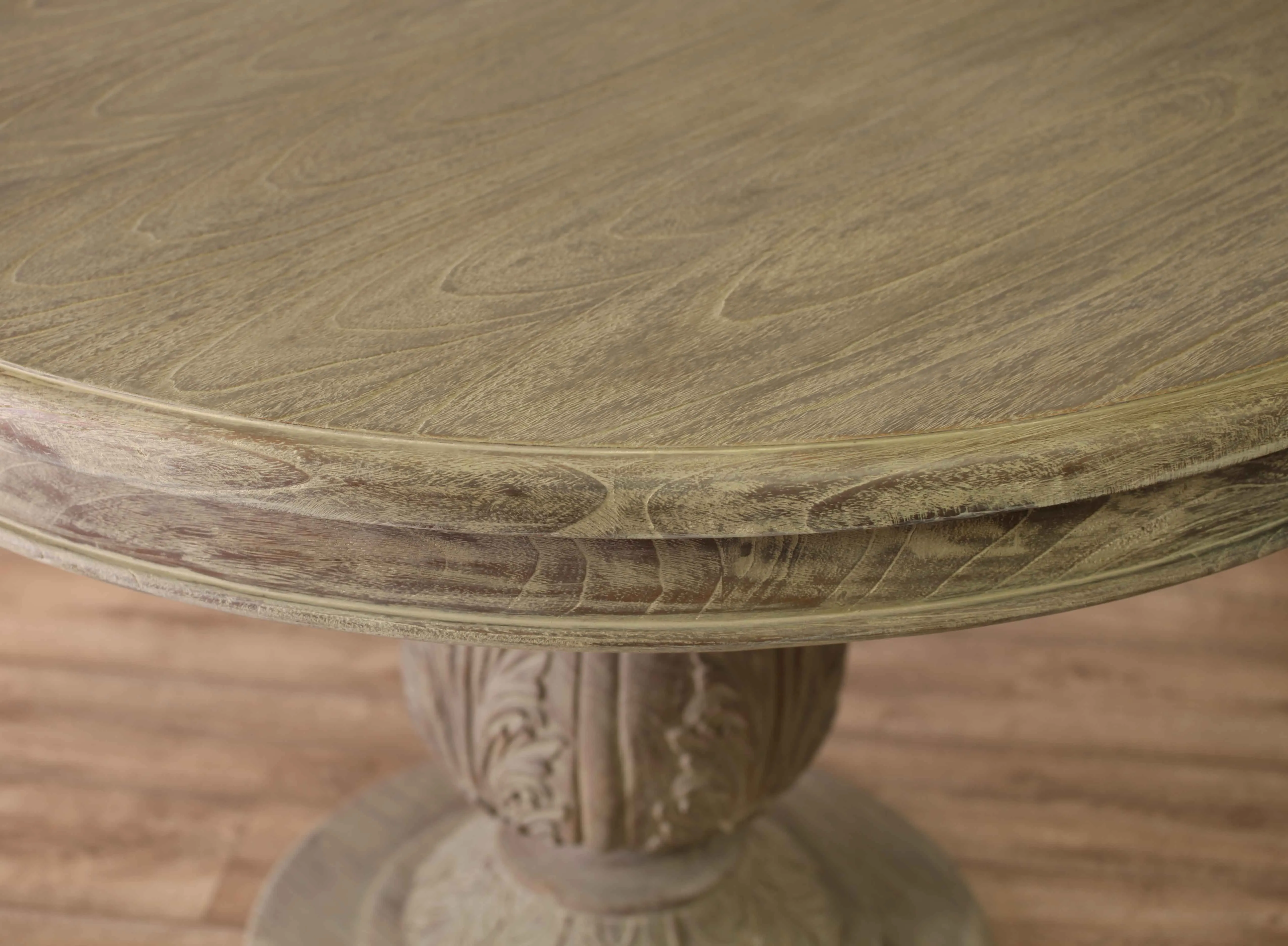 Rustic Washed 150Cm Round Acorn Dining Table