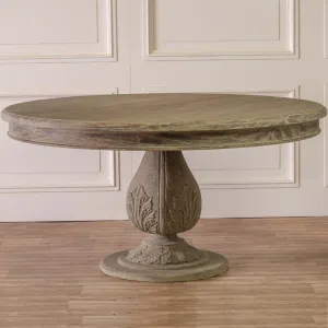 Rustic Washed 150Cm Round Acorn Dining Table