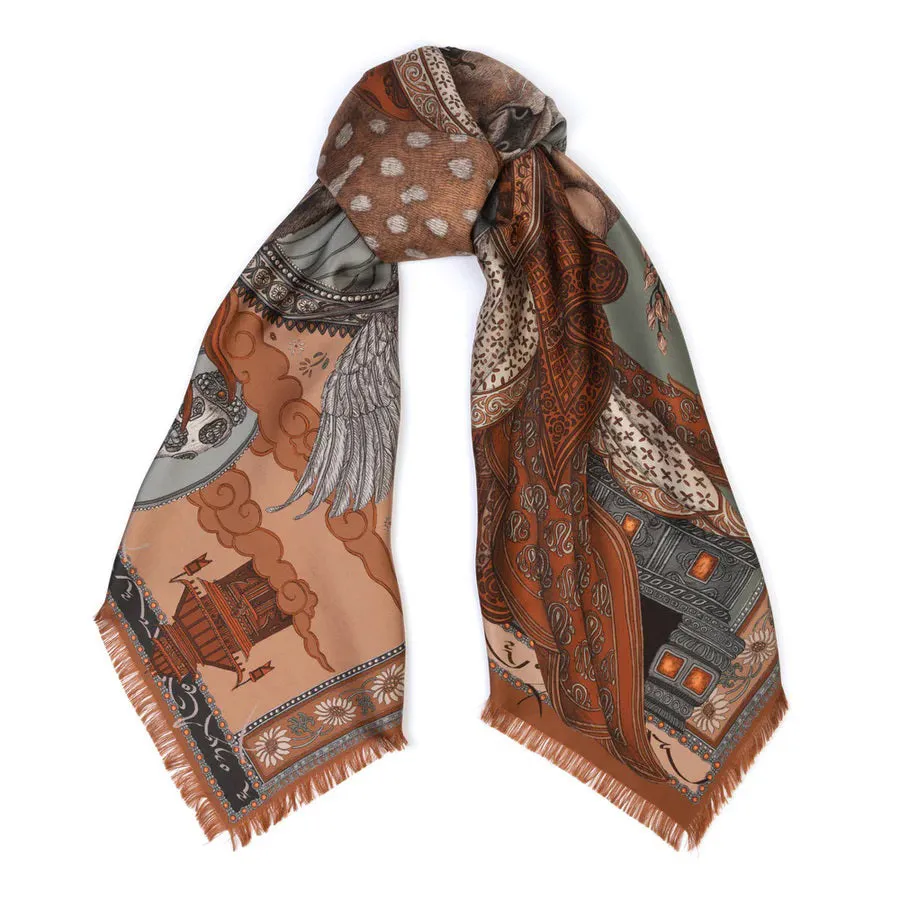 SABINA SAVAGE - THE SONG DEER SILK TWILL SCARF 135CM