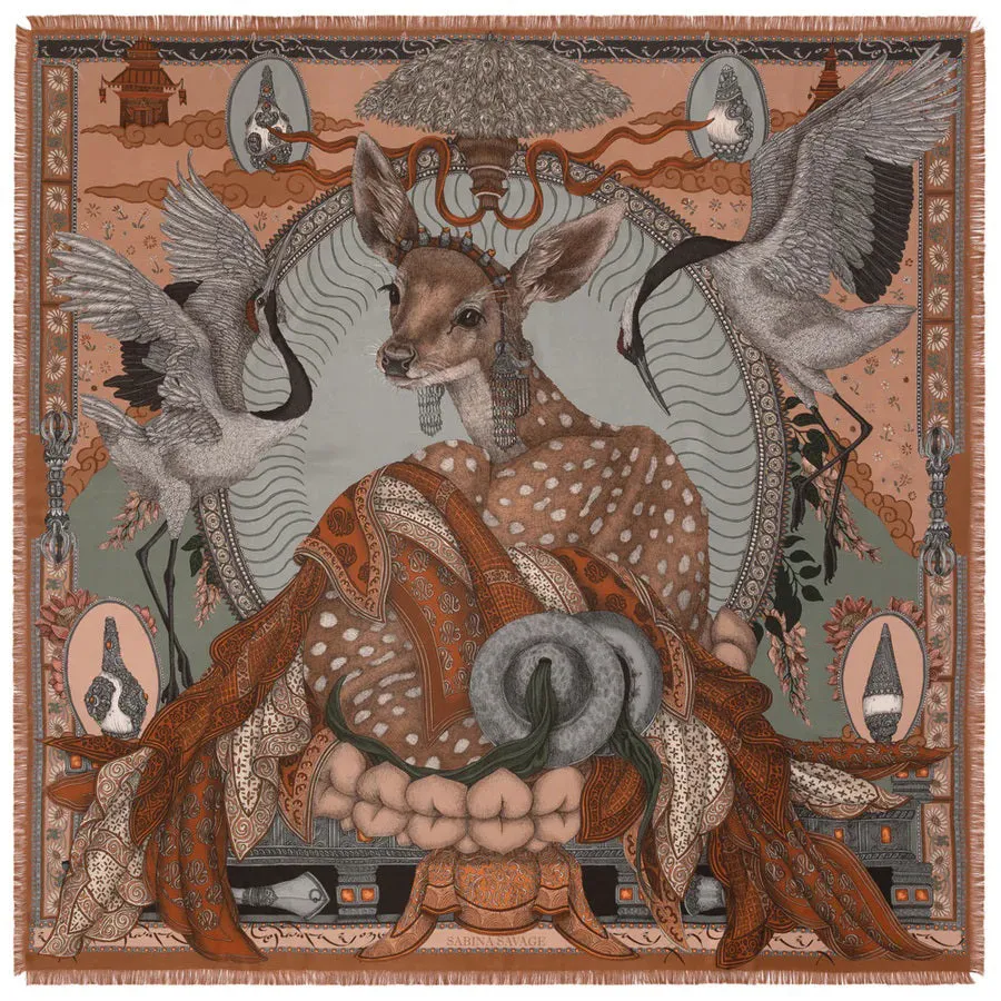 SABINA SAVAGE - THE SONG DEER SILK TWILL SCARF 135CM