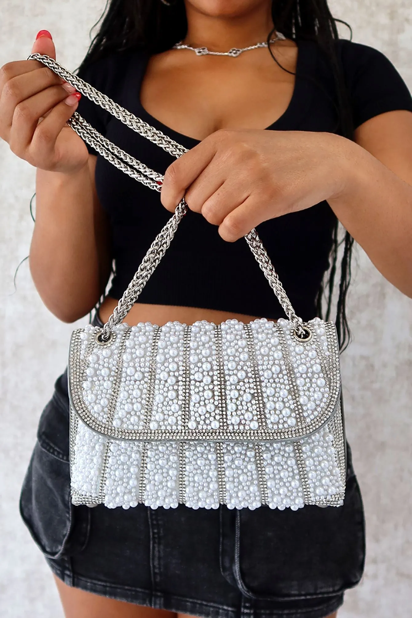 Santana Pearl & Rhinestone Mini Shoulder Bag