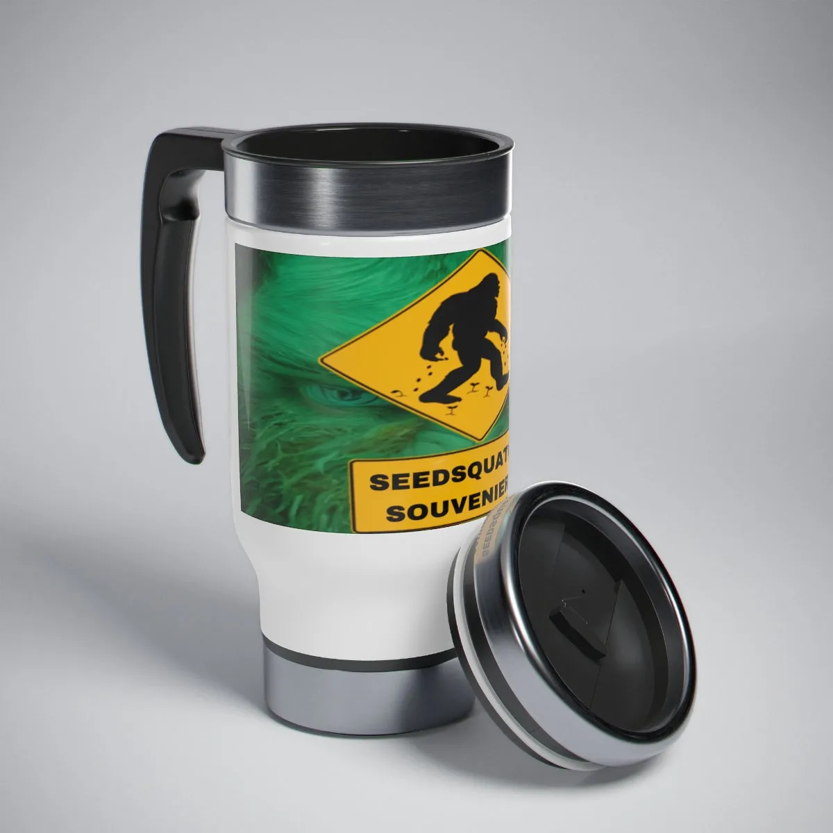 Seedsquatch Souveniers Stainless Steel Travel Mug with Handle, 14oz