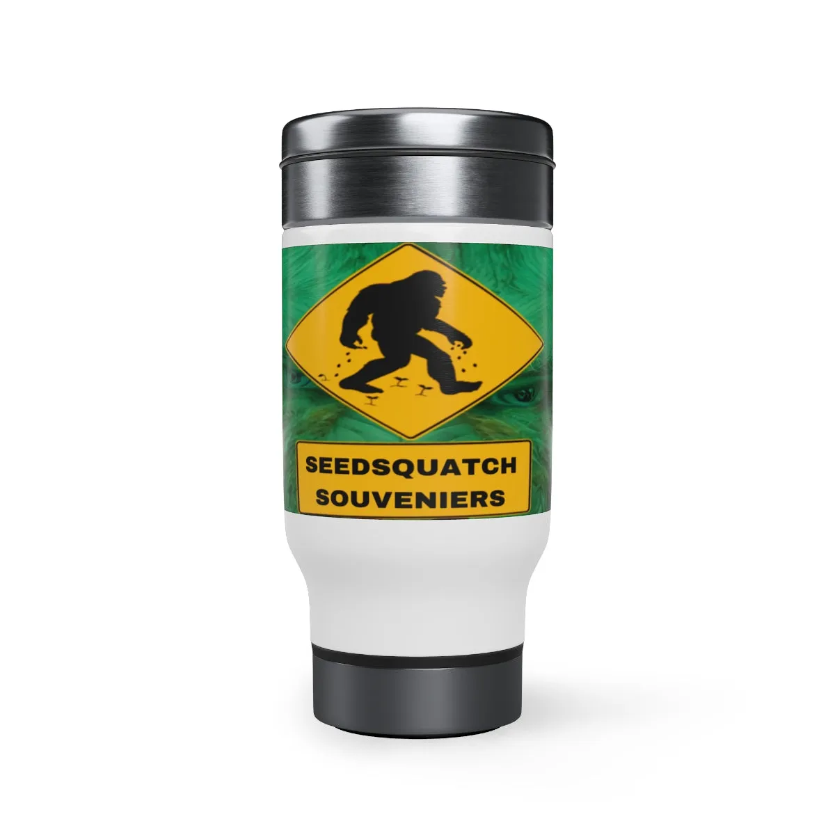 Seedsquatch Souveniers Stainless Steel Travel Mug with Handle, 14oz