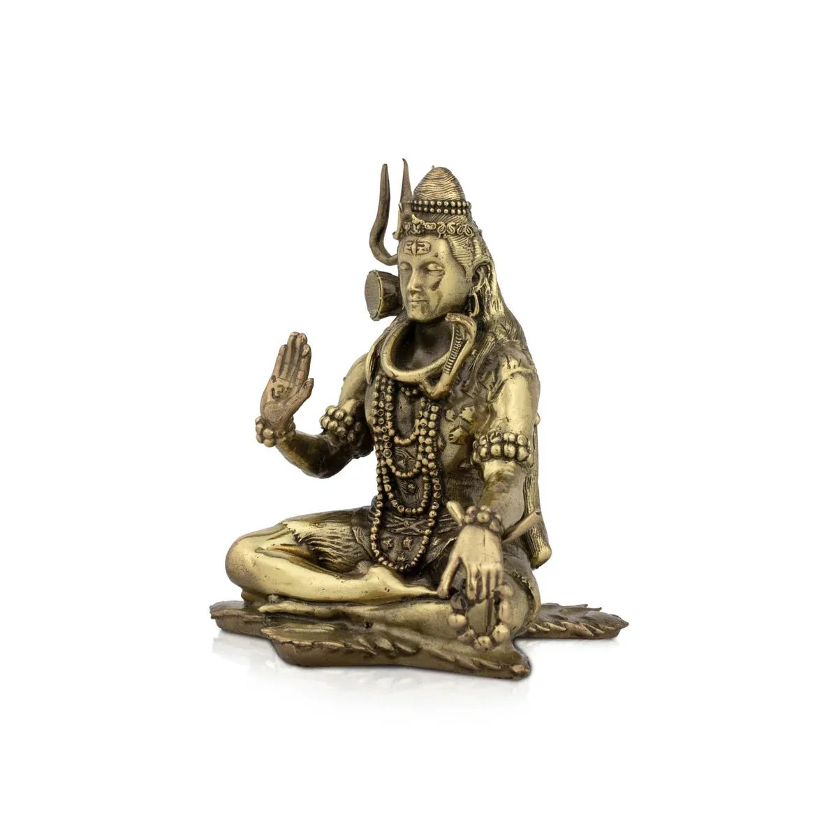 Shivan Statue - 4 x 3.25 Inches |Sitting Shiva Statue/ Brass Idol for Pooja/ 300 Gms Approx