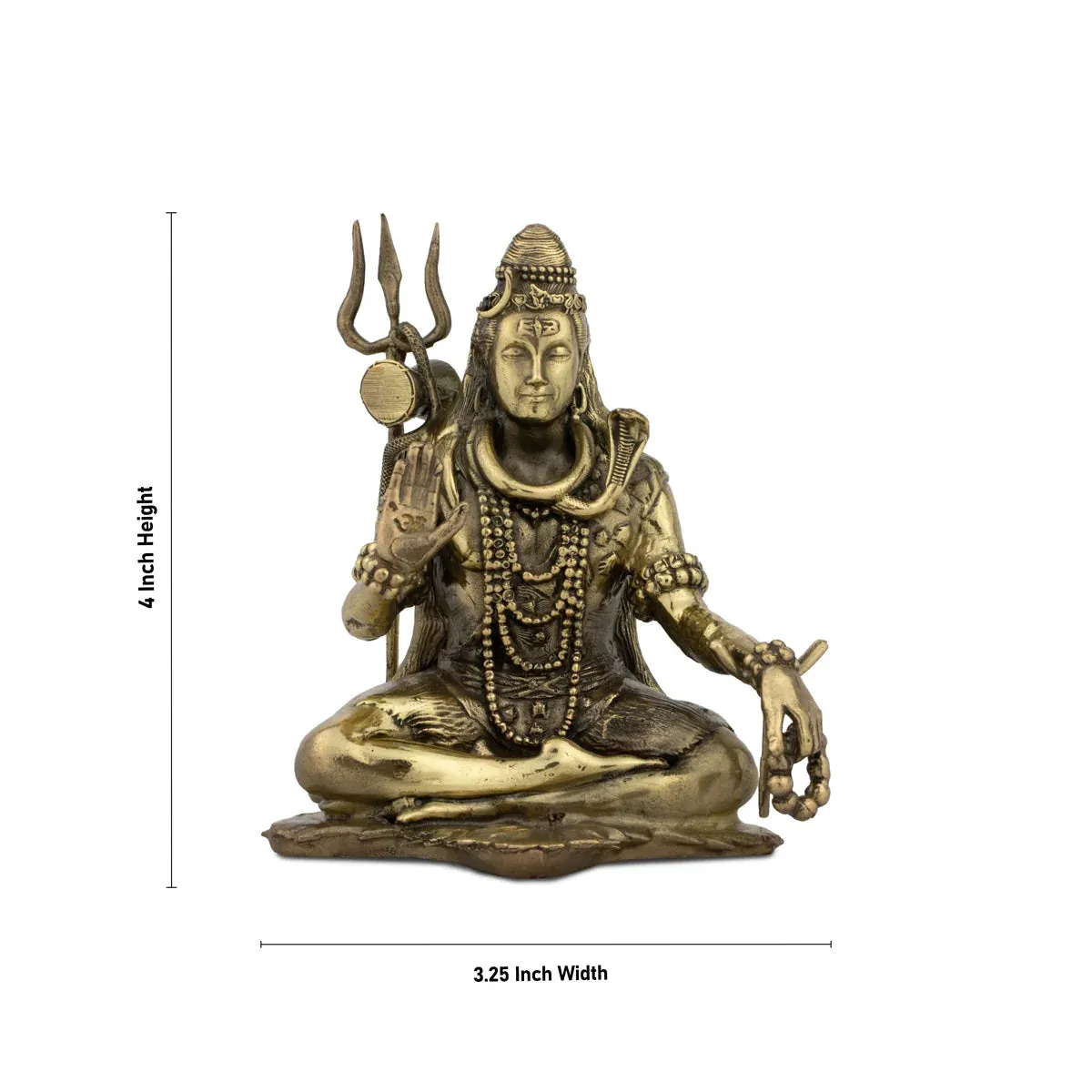 Shivan Statue - 4 x 3.25 Inches |Sitting Shiva Statue/ Brass Idol for Pooja/ 300 Gms Approx