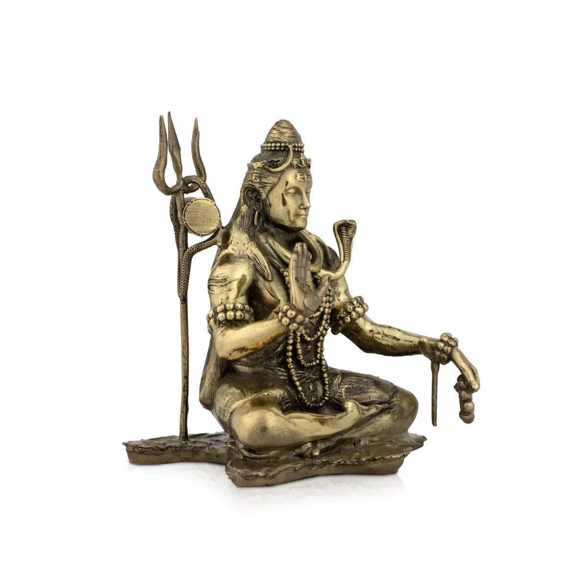 Shivan Statue - 4 x 3.25 Inches |Sitting Shiva Statue/ Brass Idol for Pooja/ 300 Gms Approx