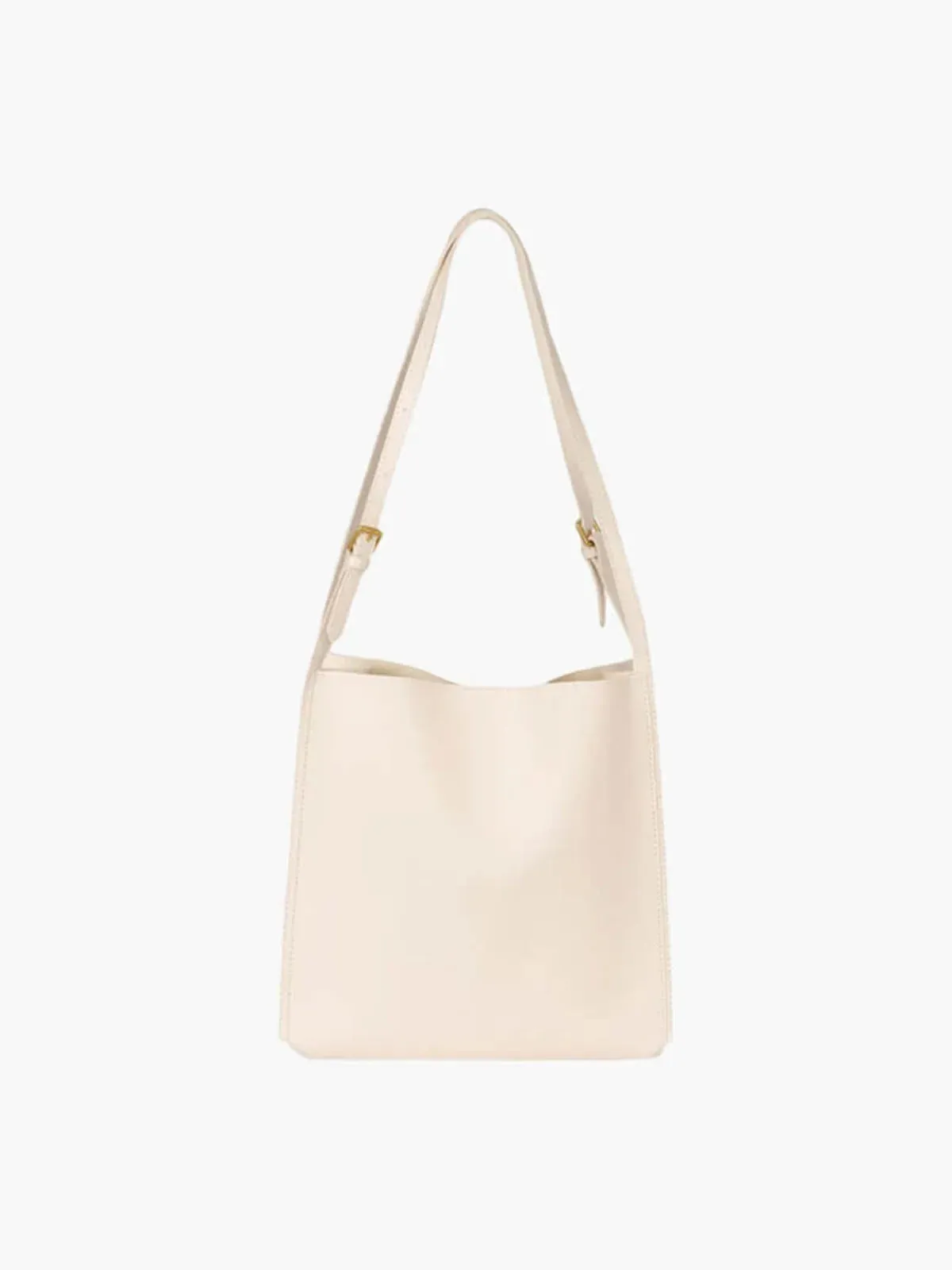 Sleek Faux Leather Bucket Shoulder Bag