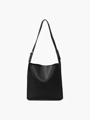 Sleek Faux Leather Bucket Shoulder Bag