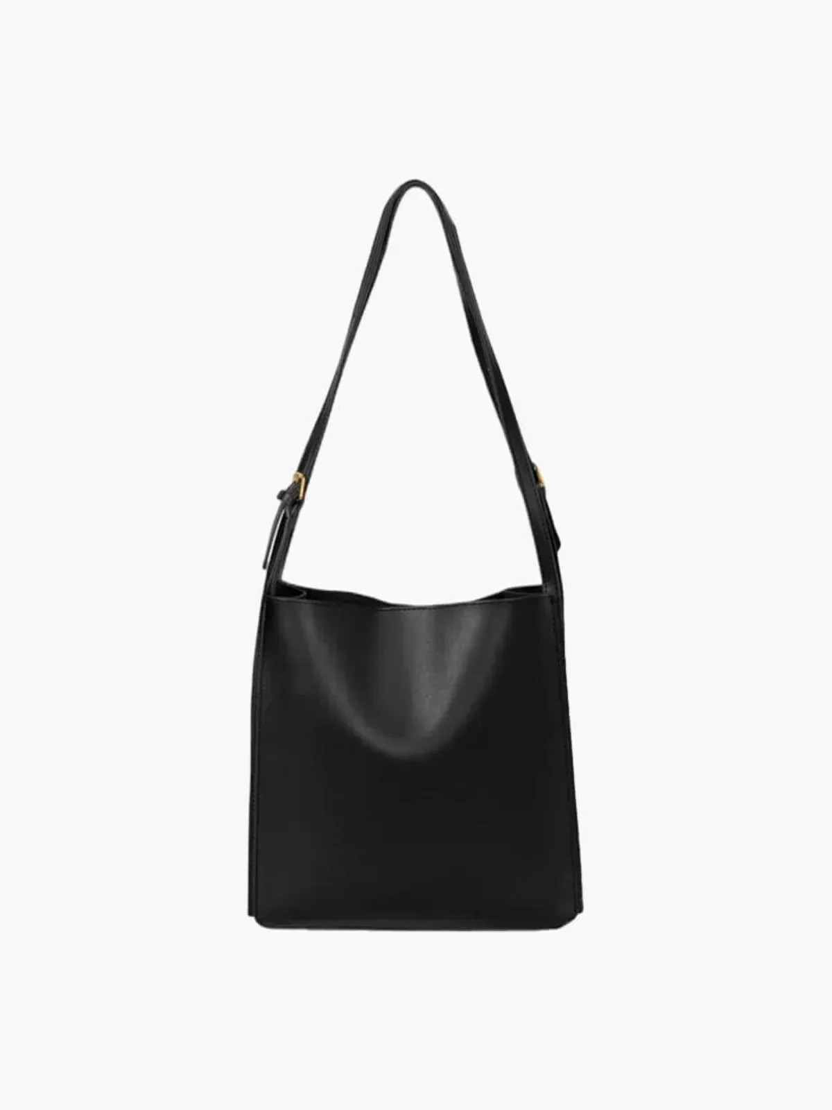 Sleek Faux Leather Bucket Shoulder Bag